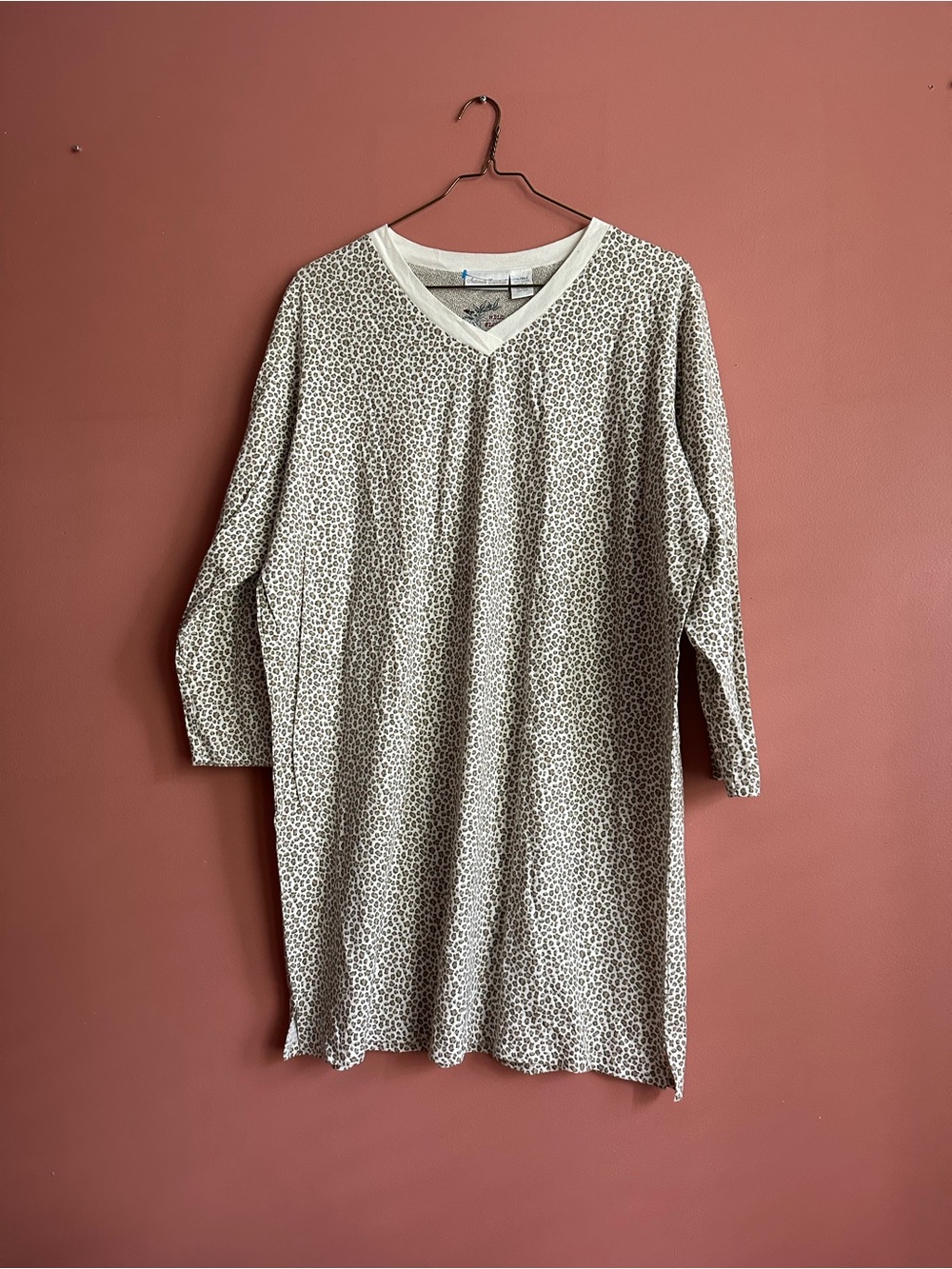 Intimate Essentials animal print V-neck nightgown with 3/4 sleeves